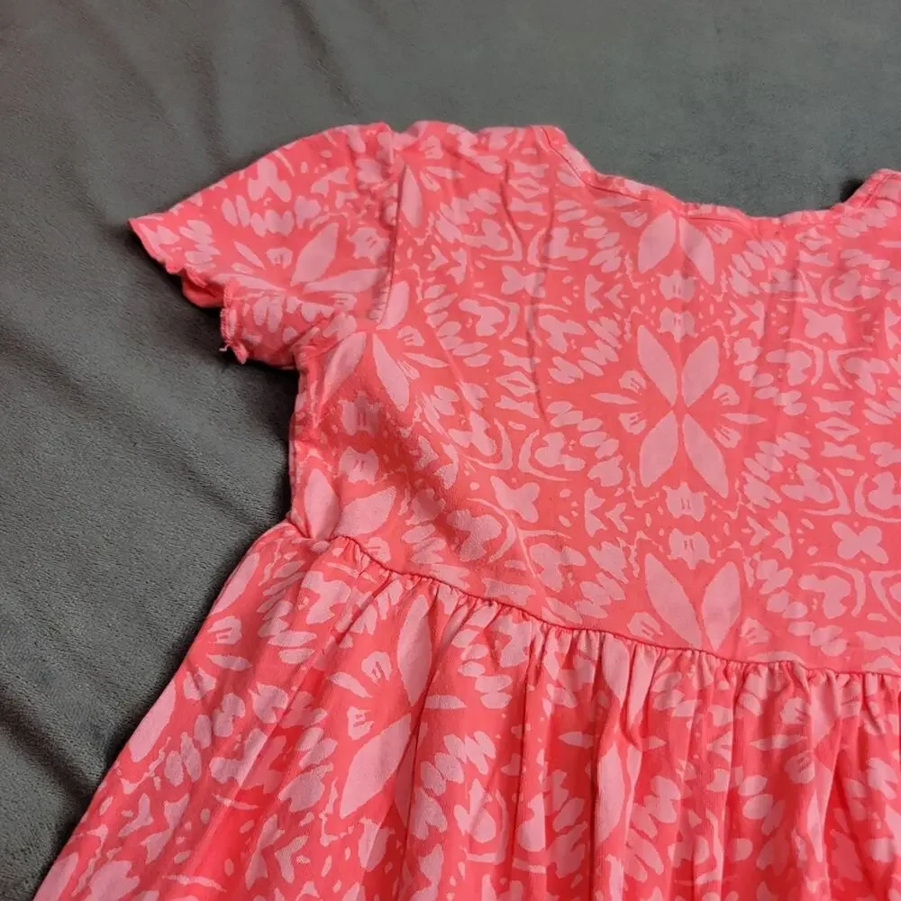 Fresh Produce Dress Girl Medium Pink Comfort Stretch Floral USA Made 100% Cotton